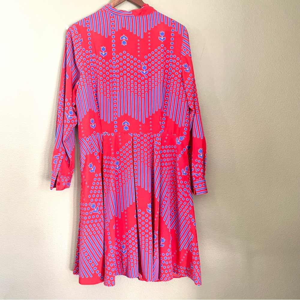 ModCloth Red and Lavender Long Sleeve Tie-Neck Dress - Picture 10 of 13